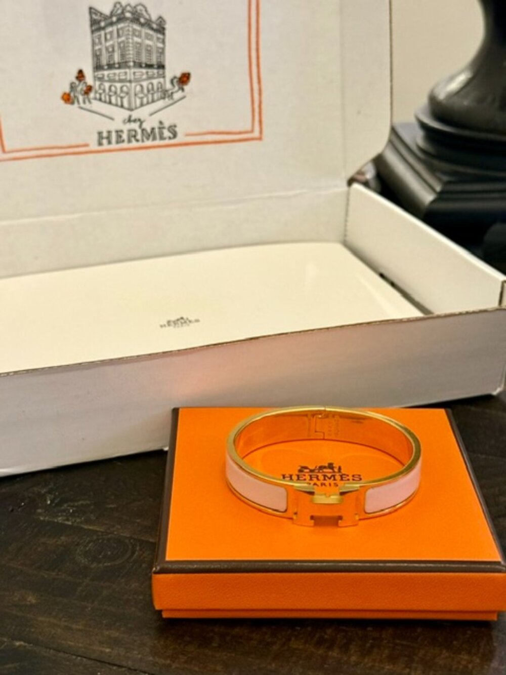 Hermes Clic H bracelet in Yellow Gold and Rose Candeur - like new!